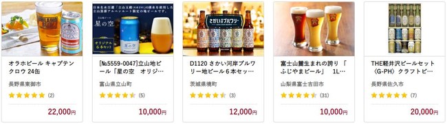 地ビール・クラフトビールの一例。地域ごとに趣向を凝らした味わいをお楽しみにください。