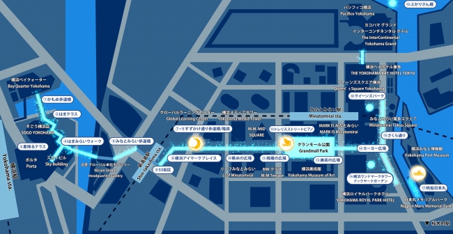 ＜横浜駅東口〜さくら通り イルミネーションMAP＞