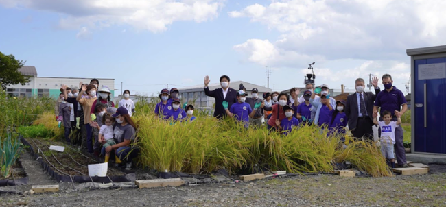 初収穫が行われたメノラーファームにて（宮城県亘理町）