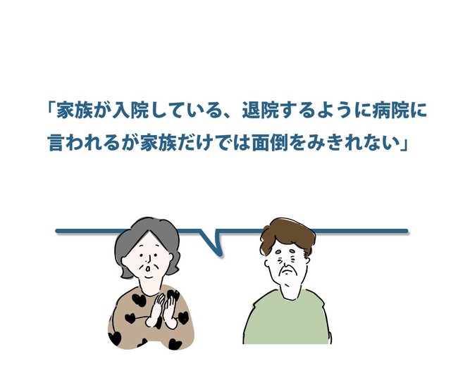 「家族が⼊院している、退院するように病院に⾔われるが家族だけでは⾯倒をみきれない」