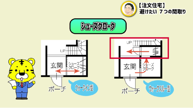 ウォークイン型とウォークスルー型のシューズクロークの違い