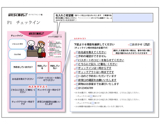 お客様ご自身で必要な言葉を選んで制作することができる「カスタマイズ版」